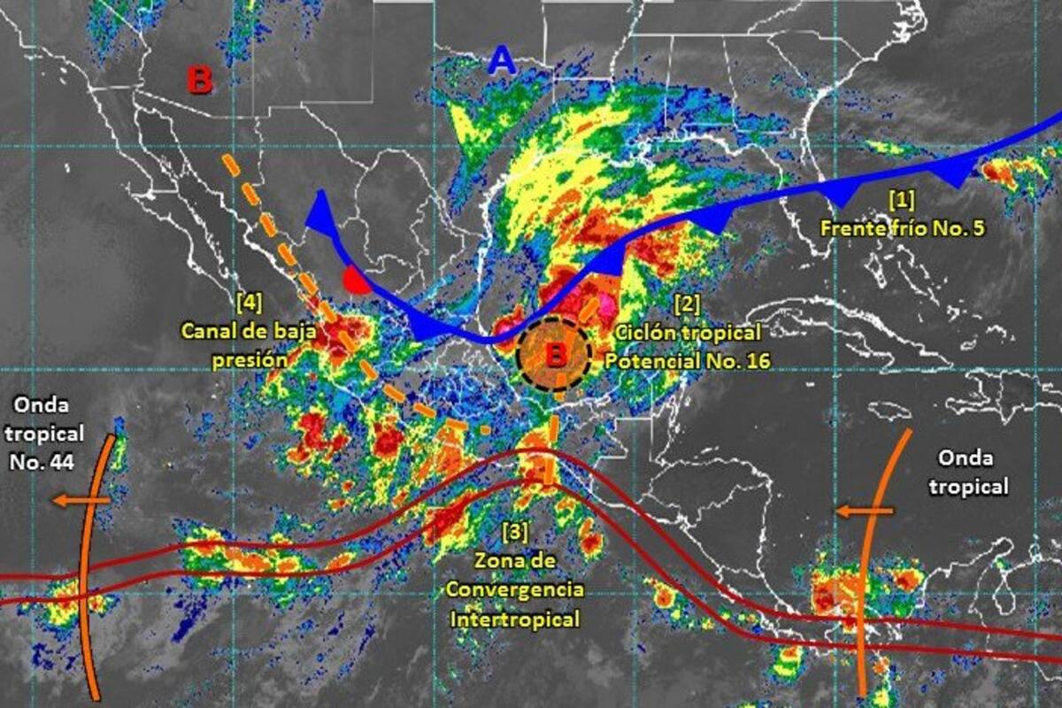 Alerta meteorológica: Se forma el ciclón Tropical Potencial 16 en el Golfo de México