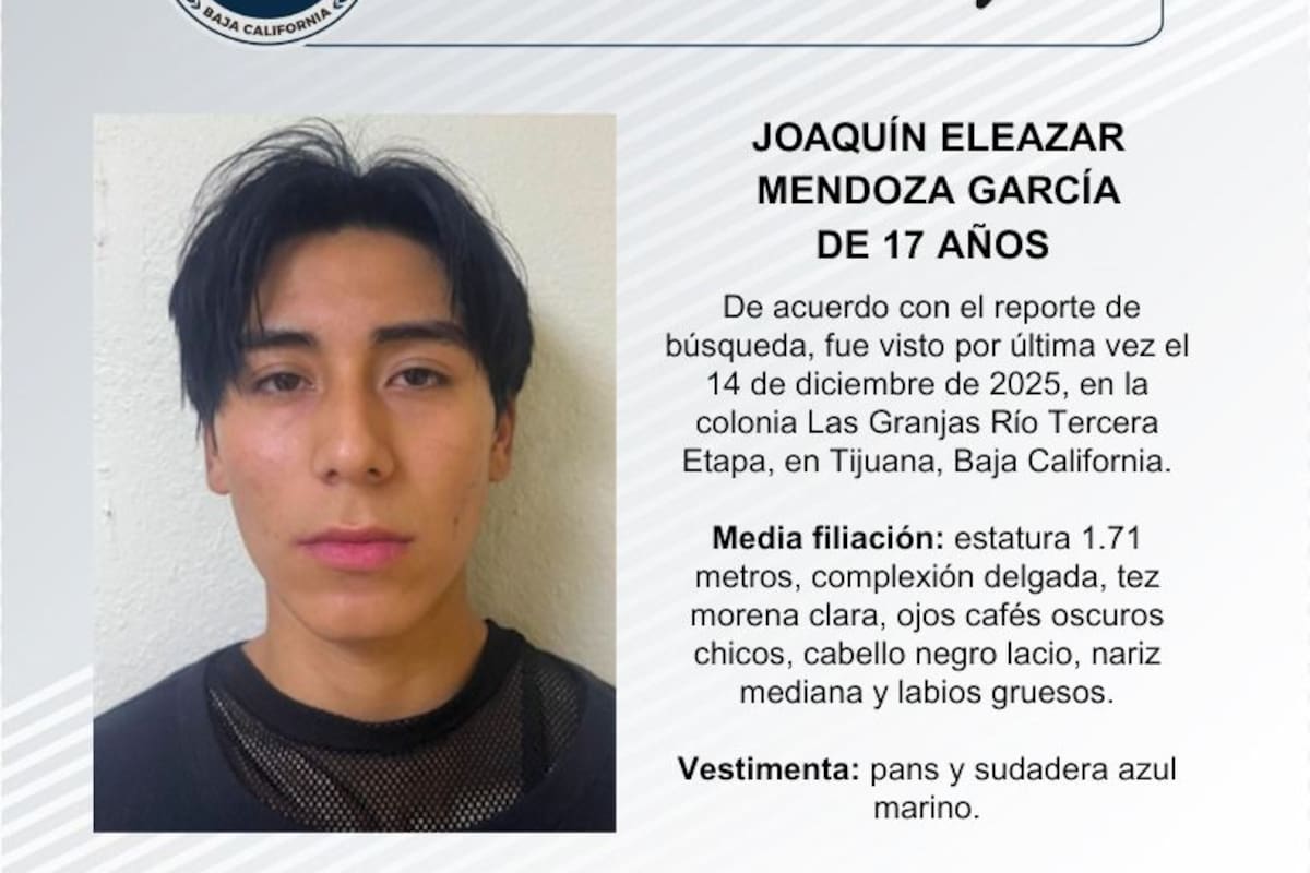 Se busca a Joaquín Eleazar Mendoza García, de 17 años