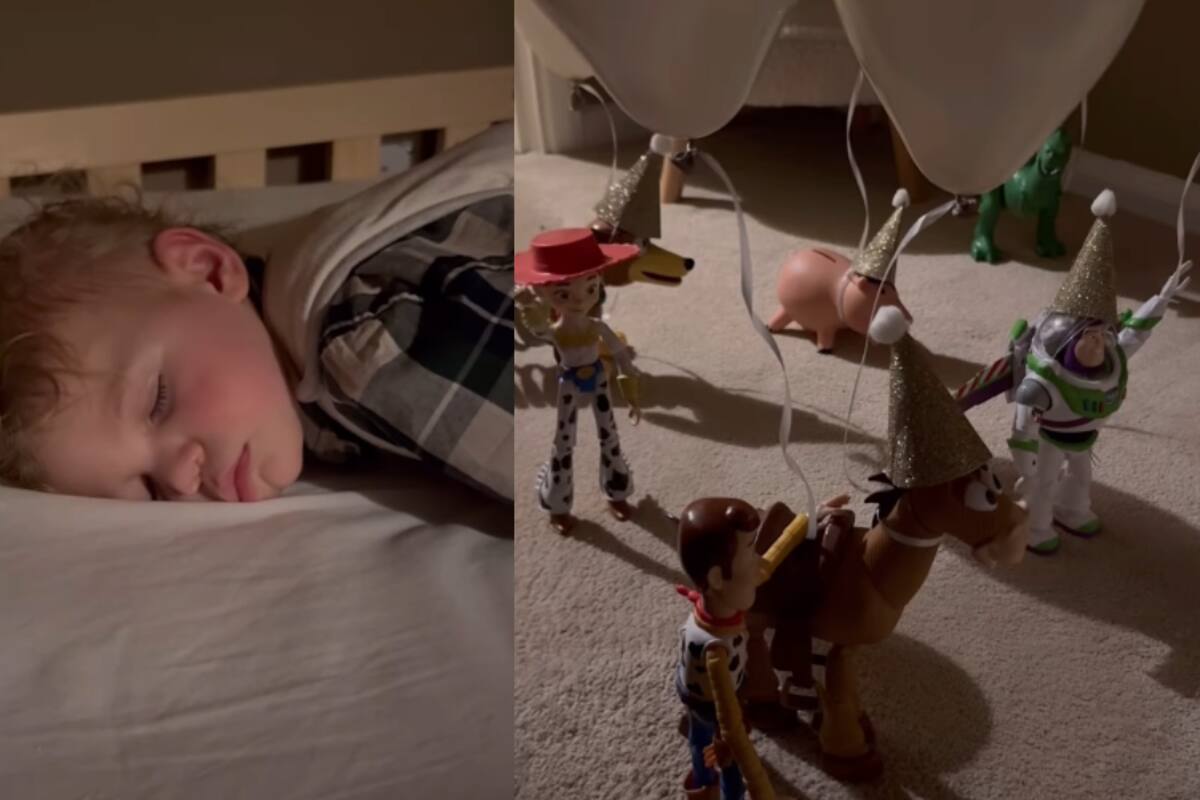 Madre sorprende a su hijo con un cumpleaños temático de Toy Story antes de despertarlo y causa sensación en redes sociales