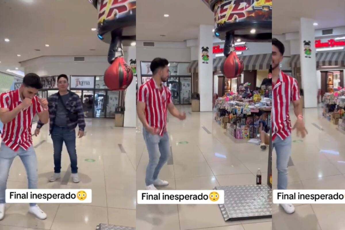 Querían grabarse utilizando un juego del centro comercial, pero terminan captando una graciosa caída de una niña