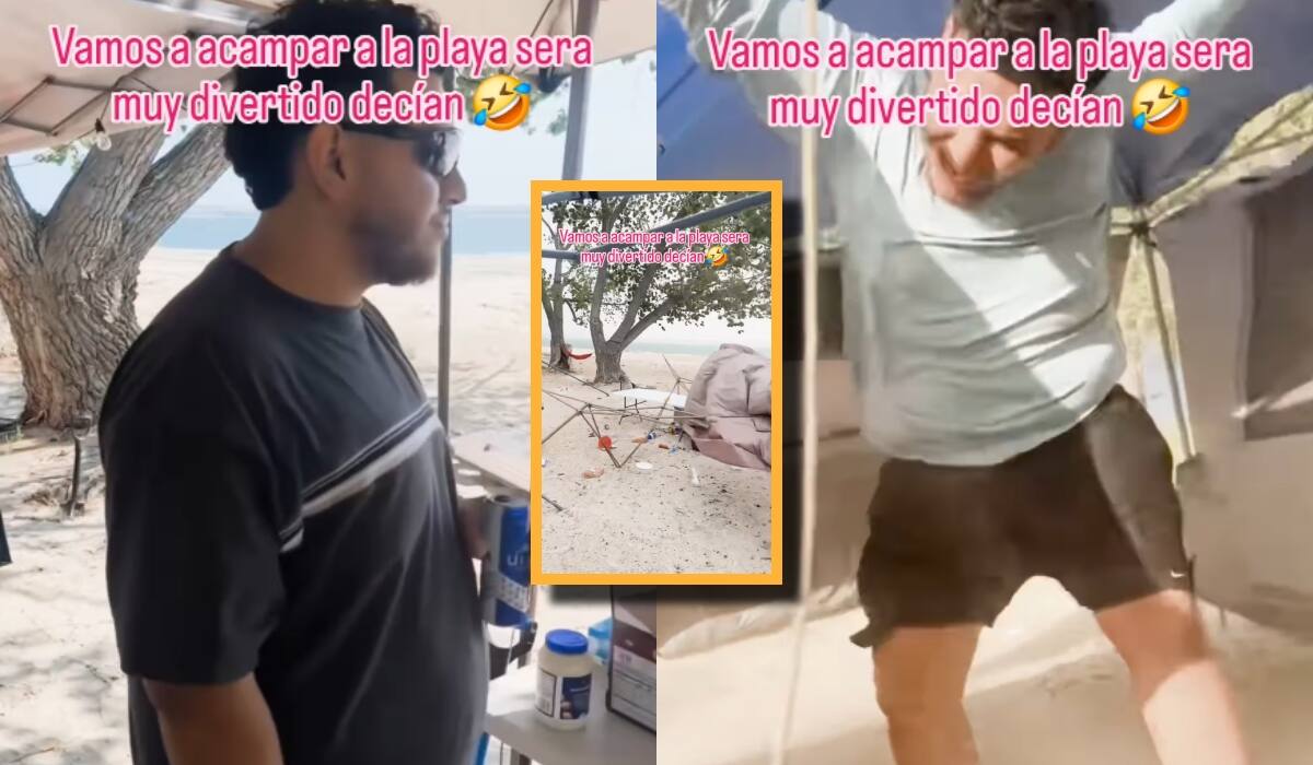 De campamento soñado a desastre: amigos enfrentan ventarrones y caos en la playa