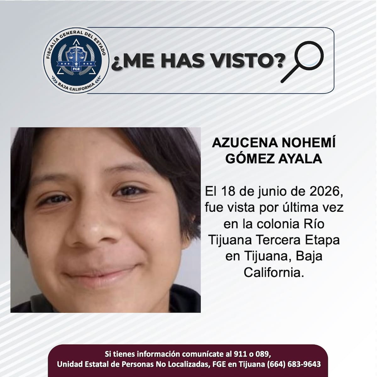 Fue vista por última vez el 18 de junio de 2026.