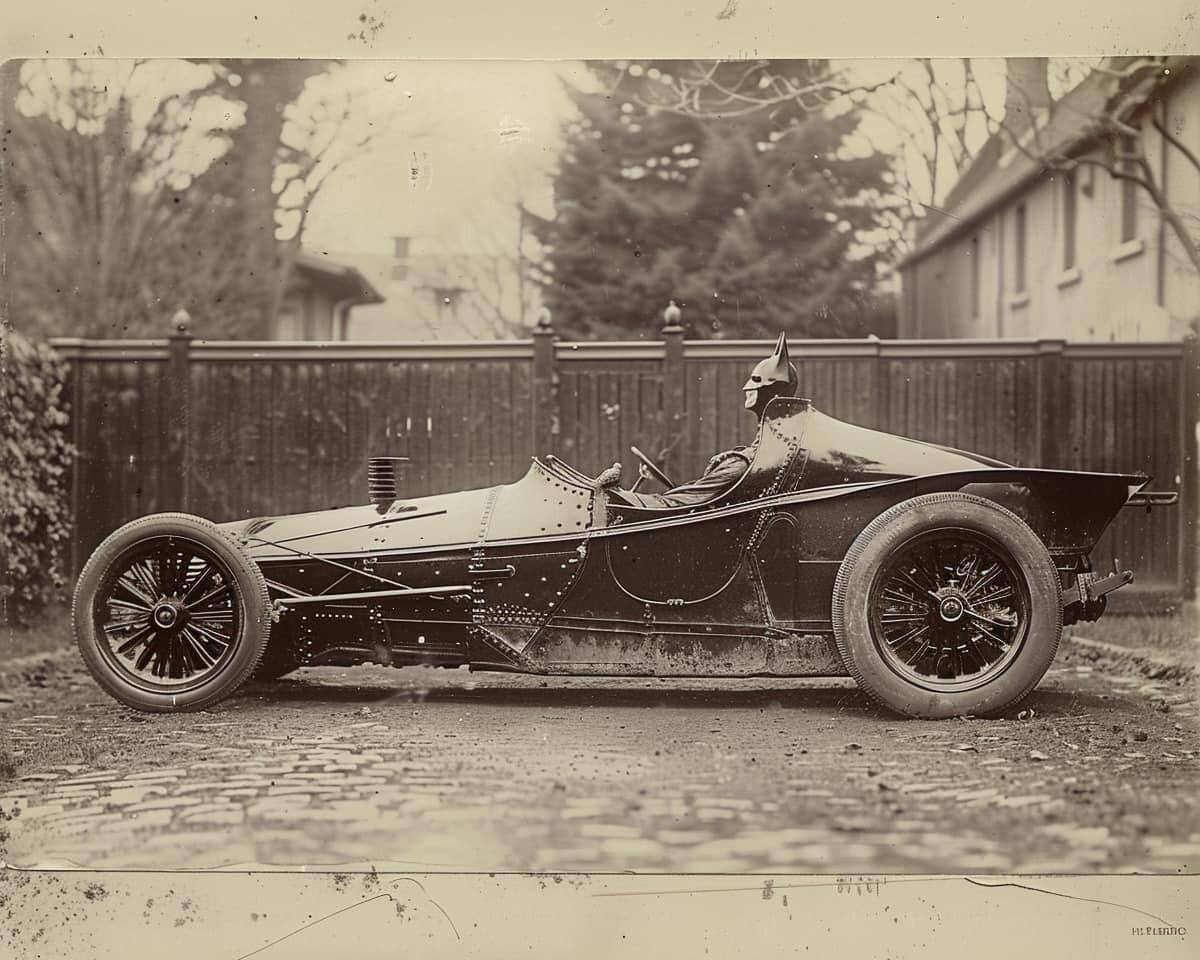 El batimovil en estilo de 1875 según una IA