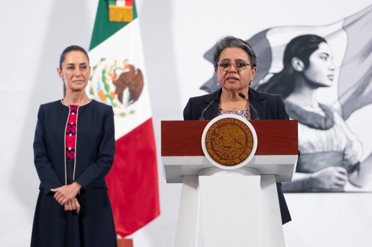 Raquel Buenrostro en la "Conferencia del Pueblo" de la presidenta Claudia Sheinbaum Pardo. | Crédito: Presidencia