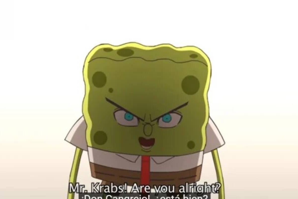 Bob Esponja al estilo anime lucha para salvar las cangreburger