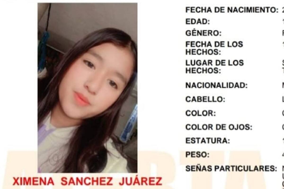 Activan alerta Amber para localizar a Ximena Sánchez Juárez de 12 años