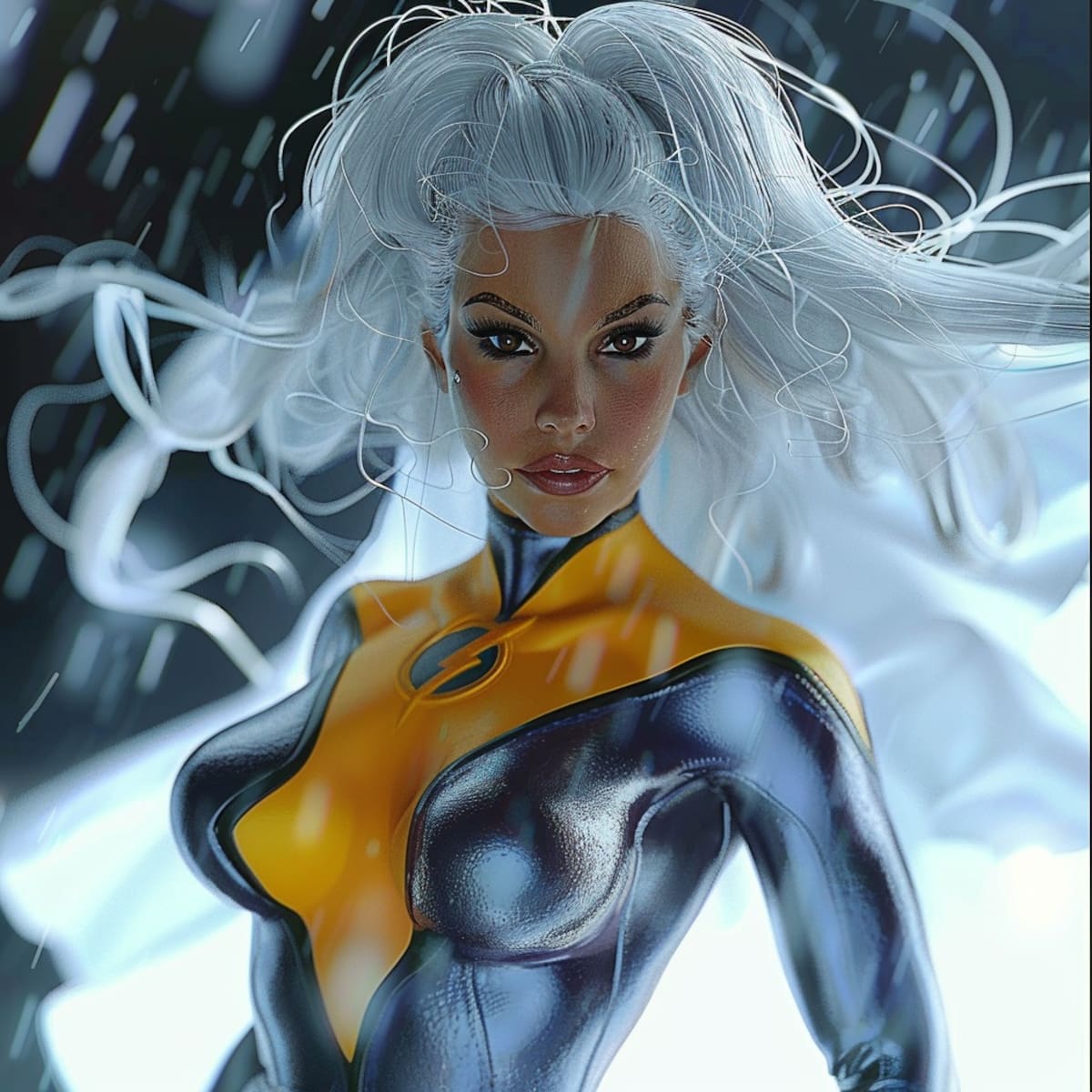 En lugar de desviarse significativamente de la representación original del personaje, la IA ha conservado la esencia de Tormenta al retratarla como hermosa, manteniendo sus ojos azules, pelo blanco y tez oscura.