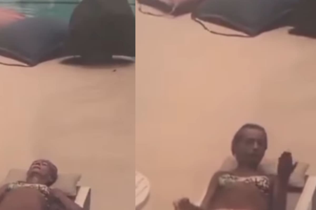 Captan el momento en que una mujer que tomaba el sol es alcanzada por una bala: aparentemente está bien