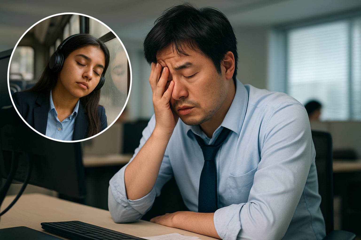 La expresión japonesa “otsukaresama” reconoce el esfuerzo laboral; en México el cansancio se ve a menudo como pereza. Foto: Genrada con IA