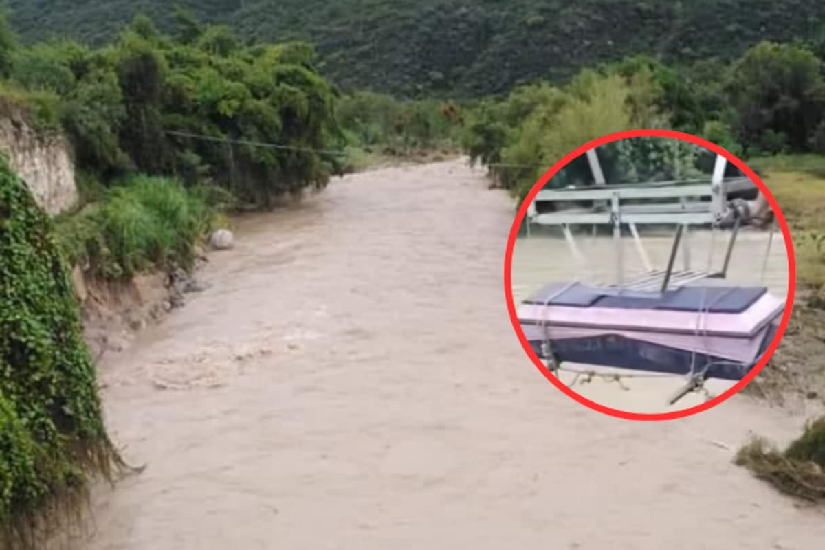 VIDEOS: Comunidad en Hidalgo utiliza tirolesa para cruzar río Amajac, transportan desde víveres hasta ataúdes