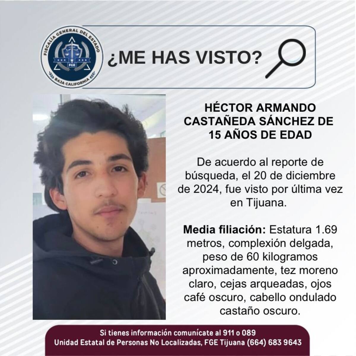 Héctor Armando Castañeda Sánchez fue visto por última vez el 20 de diciembre del 2024.