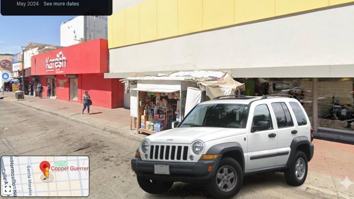 La conductora de un Jeep Liberty chocó contra un puesto ubicado frente a Coppel Guerrero, en el Centro de Hermosillo, y escapó del lugar, pero testigos alcanzaron a apuntar las placas del auto. | Especial GH