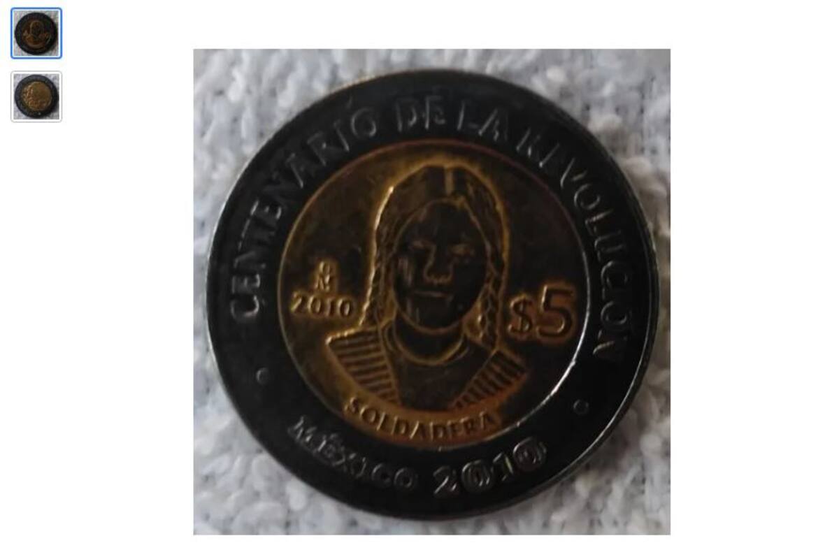 Moneda de 5 pesos de “La Soldadera” se vende en Internet por 3 mil pesos