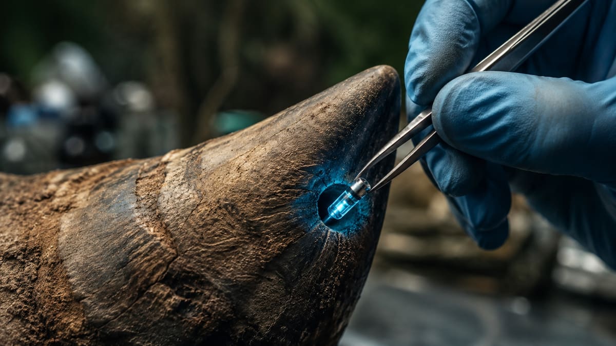 Inyectan material radiactivo en cuernos de rinocerontes vivos para activar las alarmas de armas nucleares en los aeropuertos y capturar a traficantes internacionales mediante una estrategia científica que convierte el producto en un veneno para los humanos que lo consumen ilegalmente