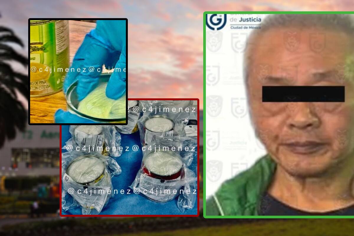 Detienen a hombre coreano en aeropuerto mexicano por pasar presunta droga oculta en latas de fruta en almíbar