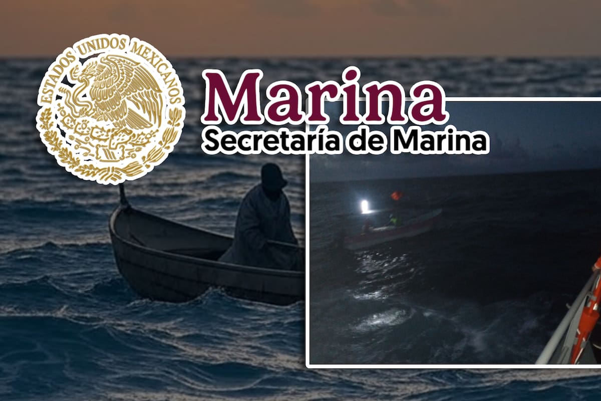 Elementos de Marina rescatan a dos pescadores que llevaban más de 12 horas varados, en Yucatán