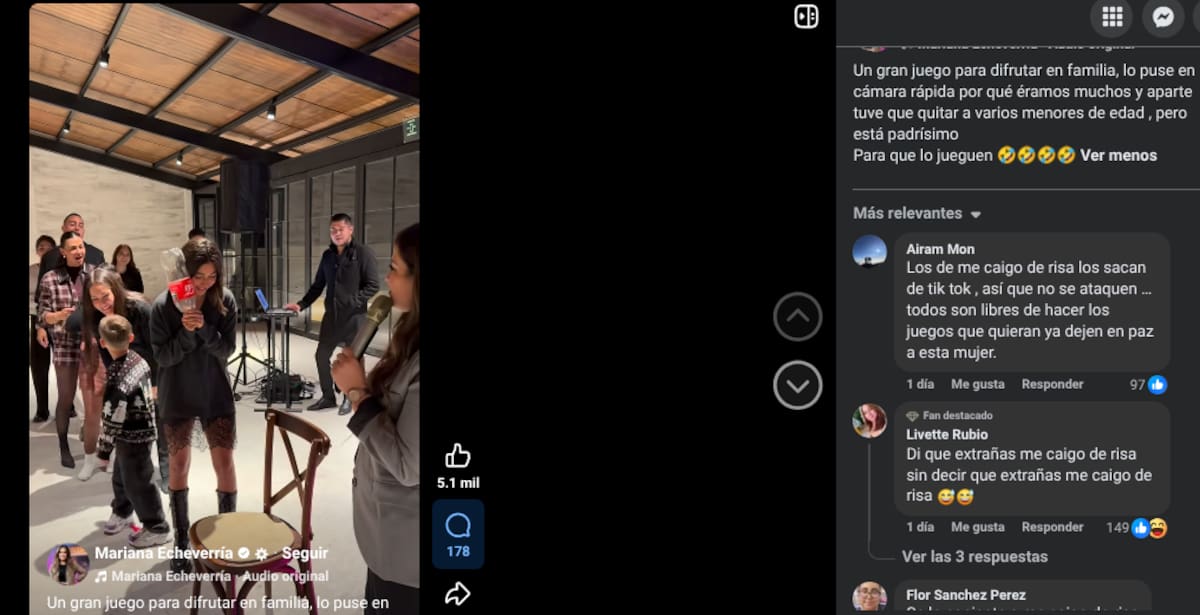 Mariana Echeverría compartió su celebración navideña y la criticaron por "copiar" los juegos del programa | Facebook: Mariana Echeverría