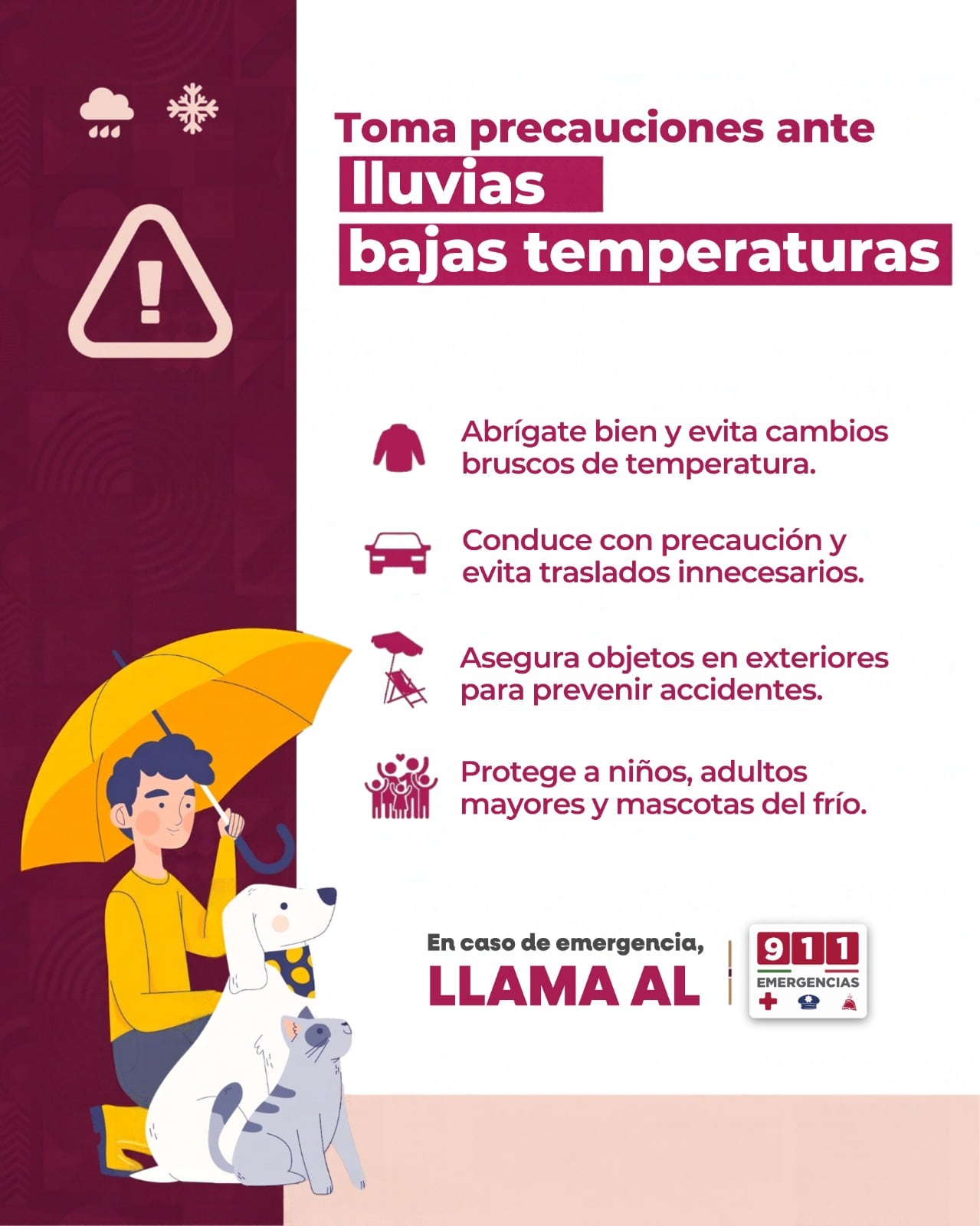 Protección Civil de Baja California alertó sobre lluvias fuertes, vientos de hasta 70 kilómetros por hora y bajas temperaturas del 31 de octubre al 2 de noviembre. Foto: Cortesía