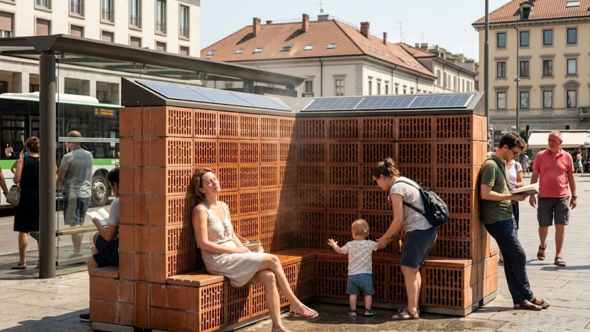 Desarrollan un sistema de ladrillos que reduce hasta 9 grados la temperatura con agua y energía solar, una solución pensada para plazas, paradas de transporte y espacios públicos cada vez más calientes