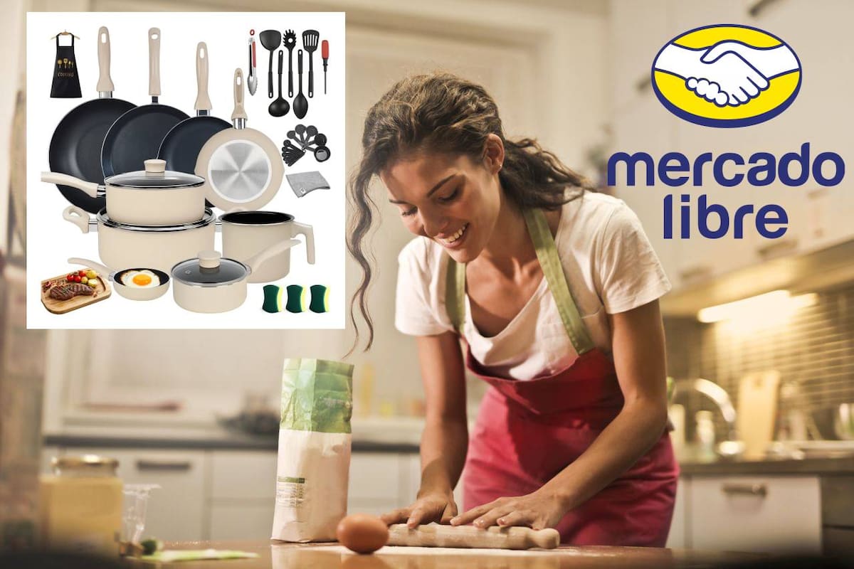 Oferta de Mercado Libre reduce a 1,495 pesos el precio de una batería de cocina que incluye 34 piezas, con estas características, compatibilidad y condiciones de compra