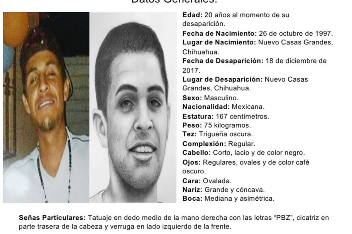 Ofrecen recompensa de 200 mil pesos para localizar a joven desaparecido en Chihuahua en el 2017