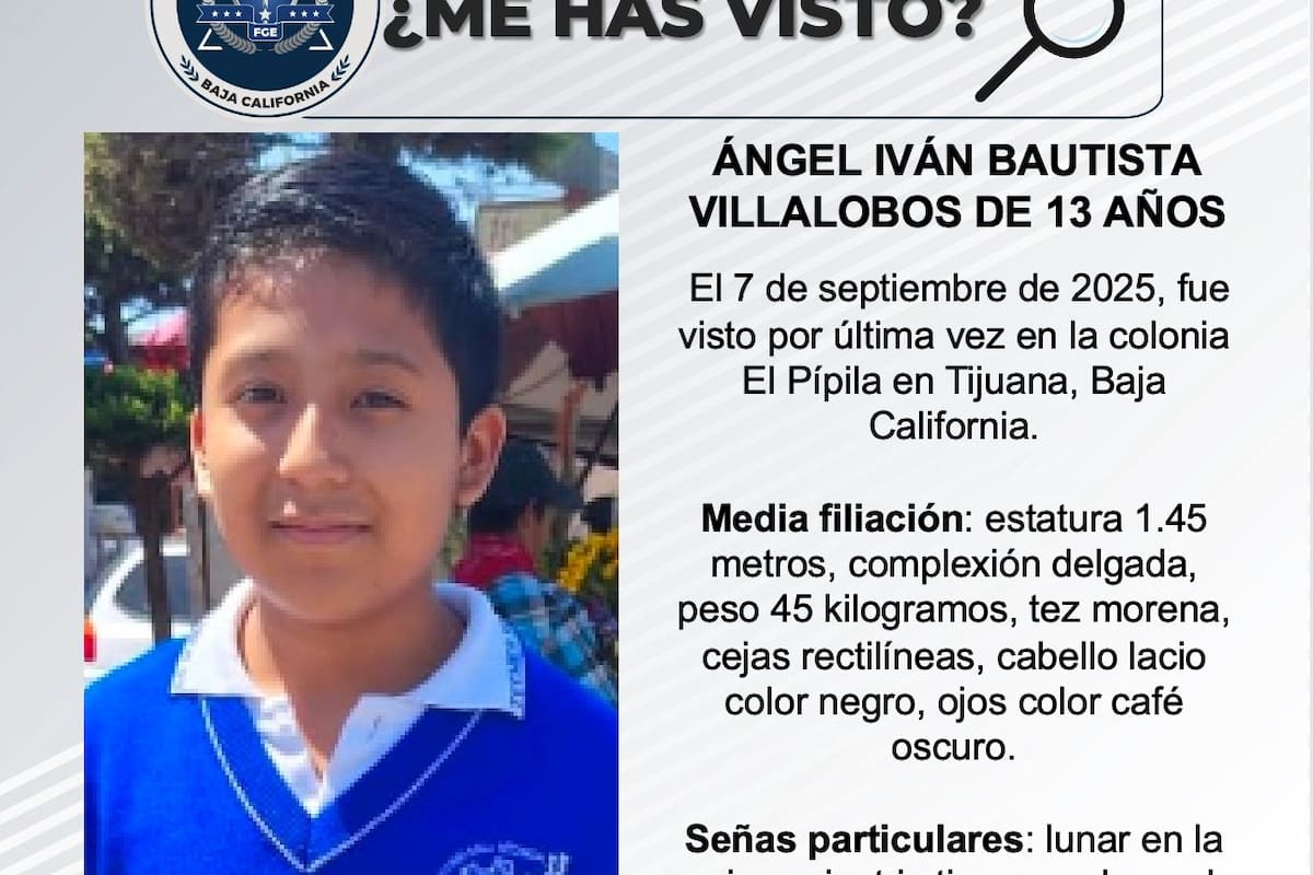 Se busca a Ángel Iván Bautista Villalobos de 13 años