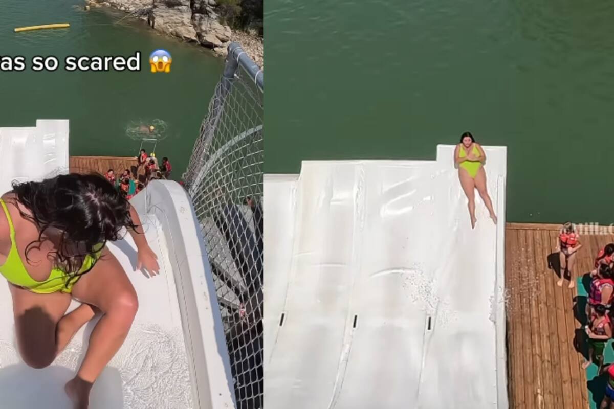 Mujer impacta en redes al intentar una peligrosa maniobra en un tobogán acuático