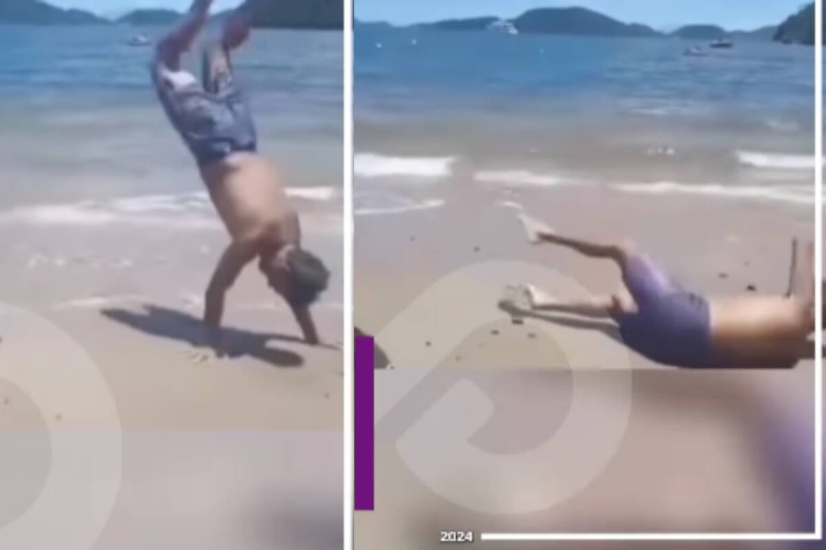 Gaviota causa sensación al “reírse” de un hombre que intentaba pararse de cabeza y cayó estrepitosamente en la playa