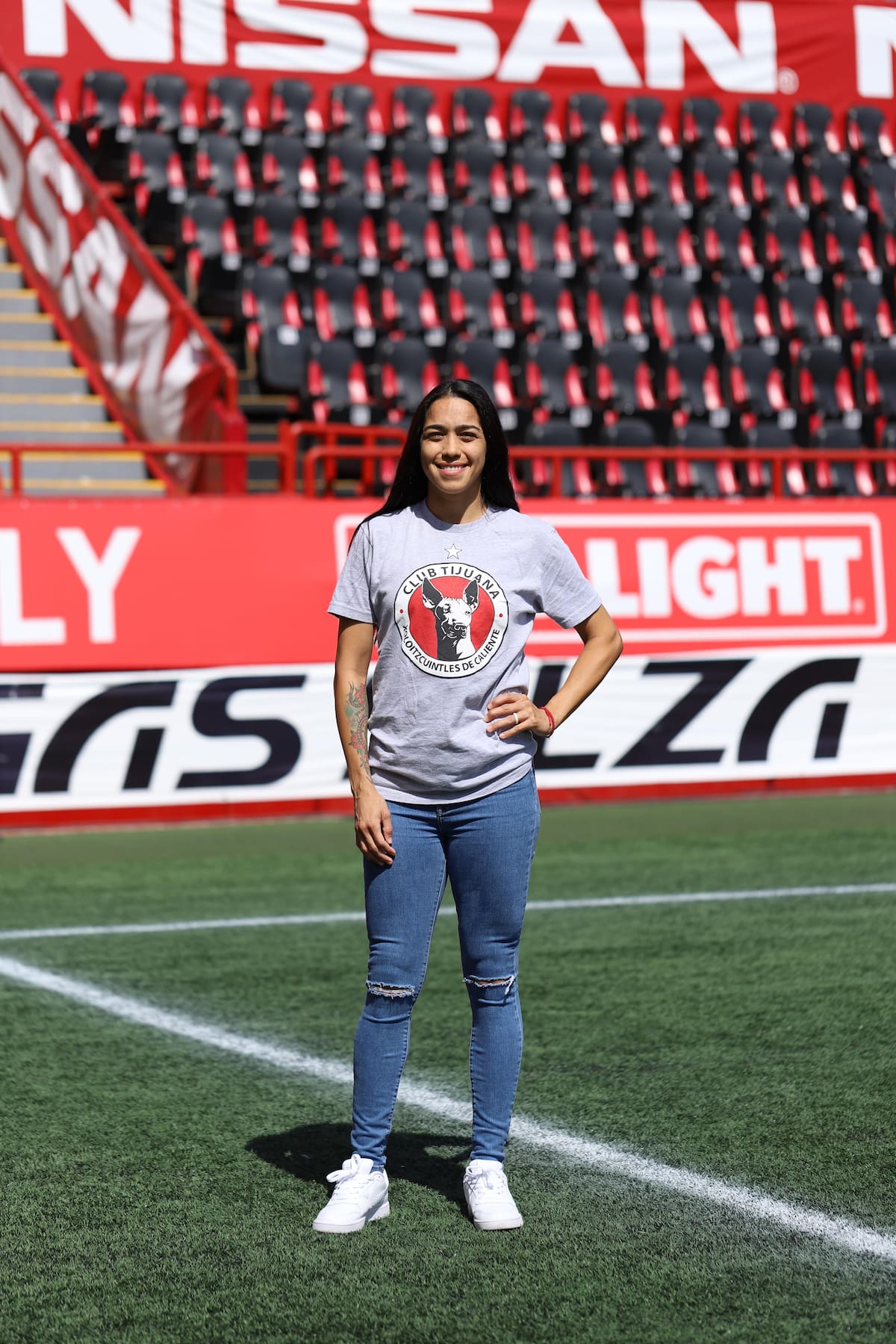 Pablo Hurtado. Renae Cuéllar, delantera de Xolos Femenil, en entrevista para Periódico Frontera en Estadio Caliente.
