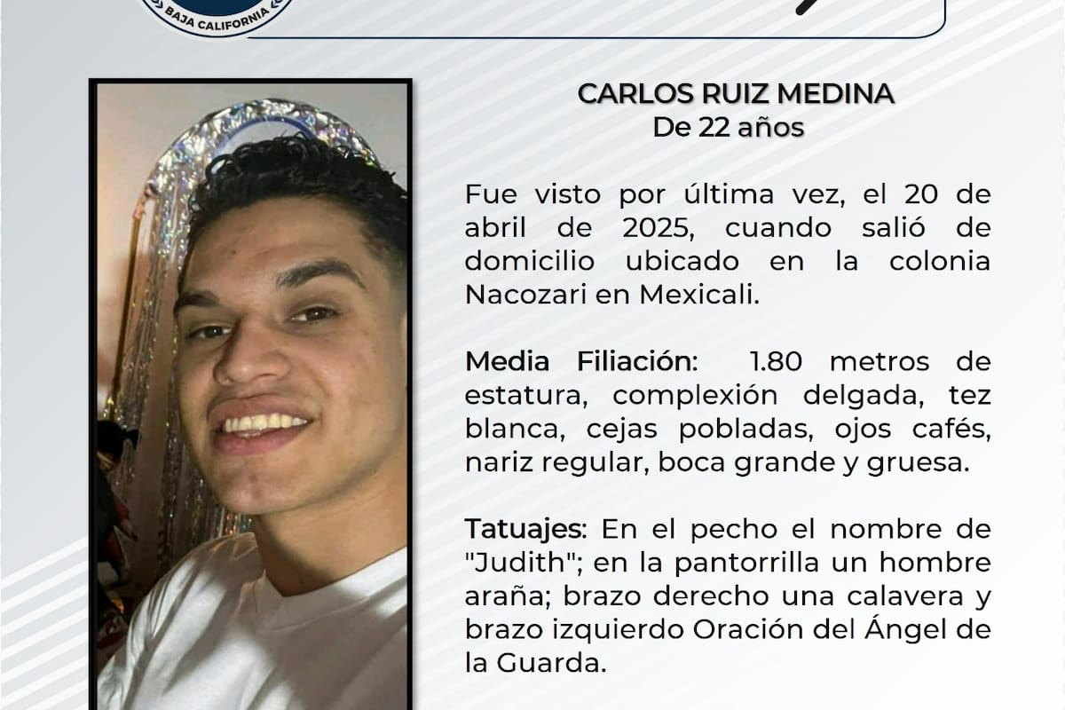Se solicita ayuda para localizar a Carlos Ruiz Medina