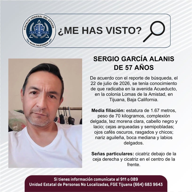 Fue visto por última vez el 22 de julio de 2026.