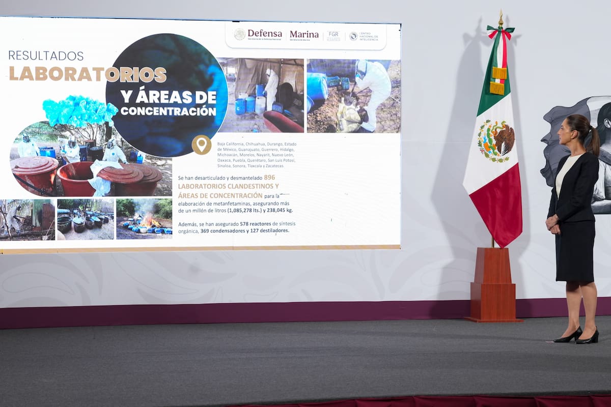 La presidenta Claudia Sheinbaum Pardo en su "Conferencia del Pueblo" del 8 de mayo del 2025. | Crédito: Presidencia