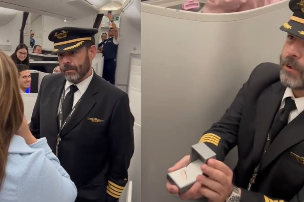 VIDEO: Piloto de Aeroméxico pide matrimonio a su novia en pleno vuelo y se vuelve viral