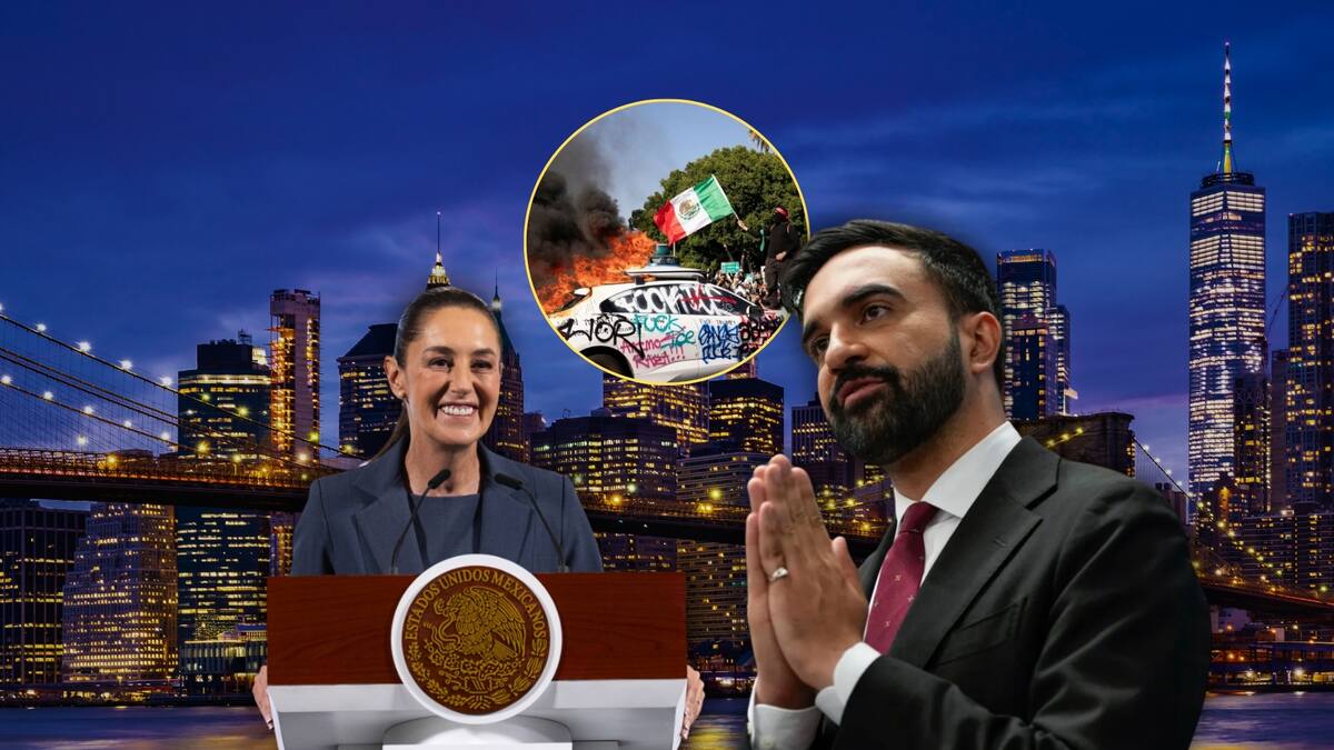 El candidato progresista a la alcaldía de NY expresó su admiración por Sheinbaum. Foto: Especial (Gobierno de México/AP/Canva)