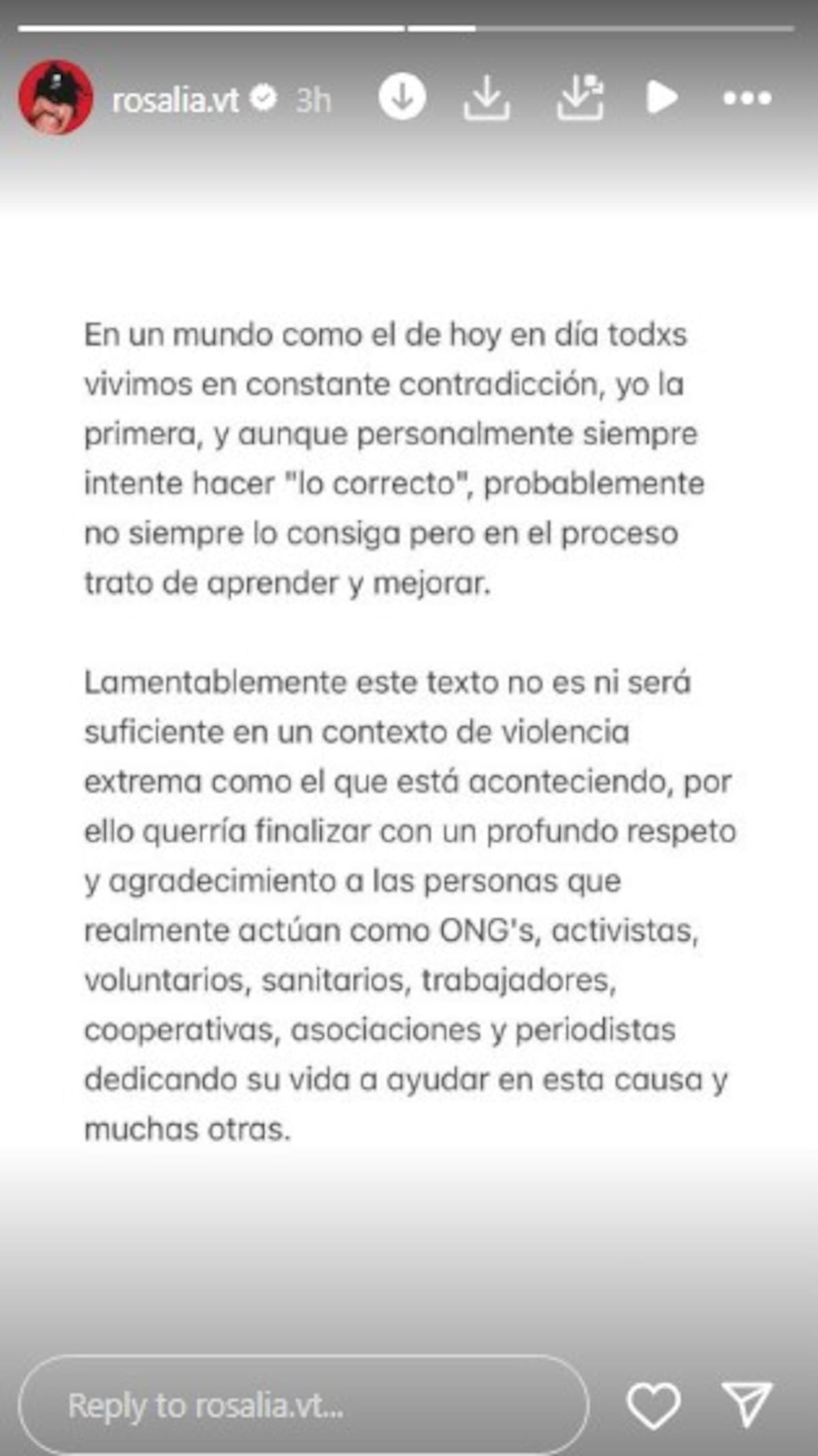 Rosalía responde a las críticas / Instagram @rosalia.vt