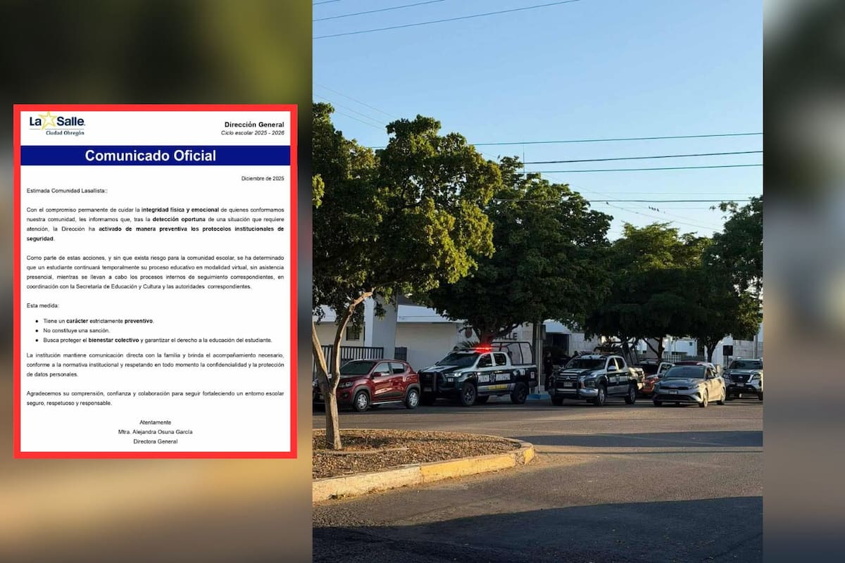 Activan protocolos de seguridad en colegio de Ciudad Obregón tras detectar amenazas de atentado