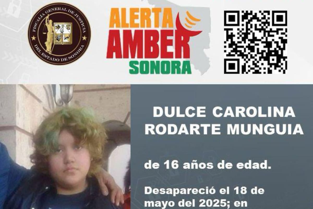 Activan ALERTA AMBER para localizar a Dulce Carolina Rodarte Munguía de 16 años