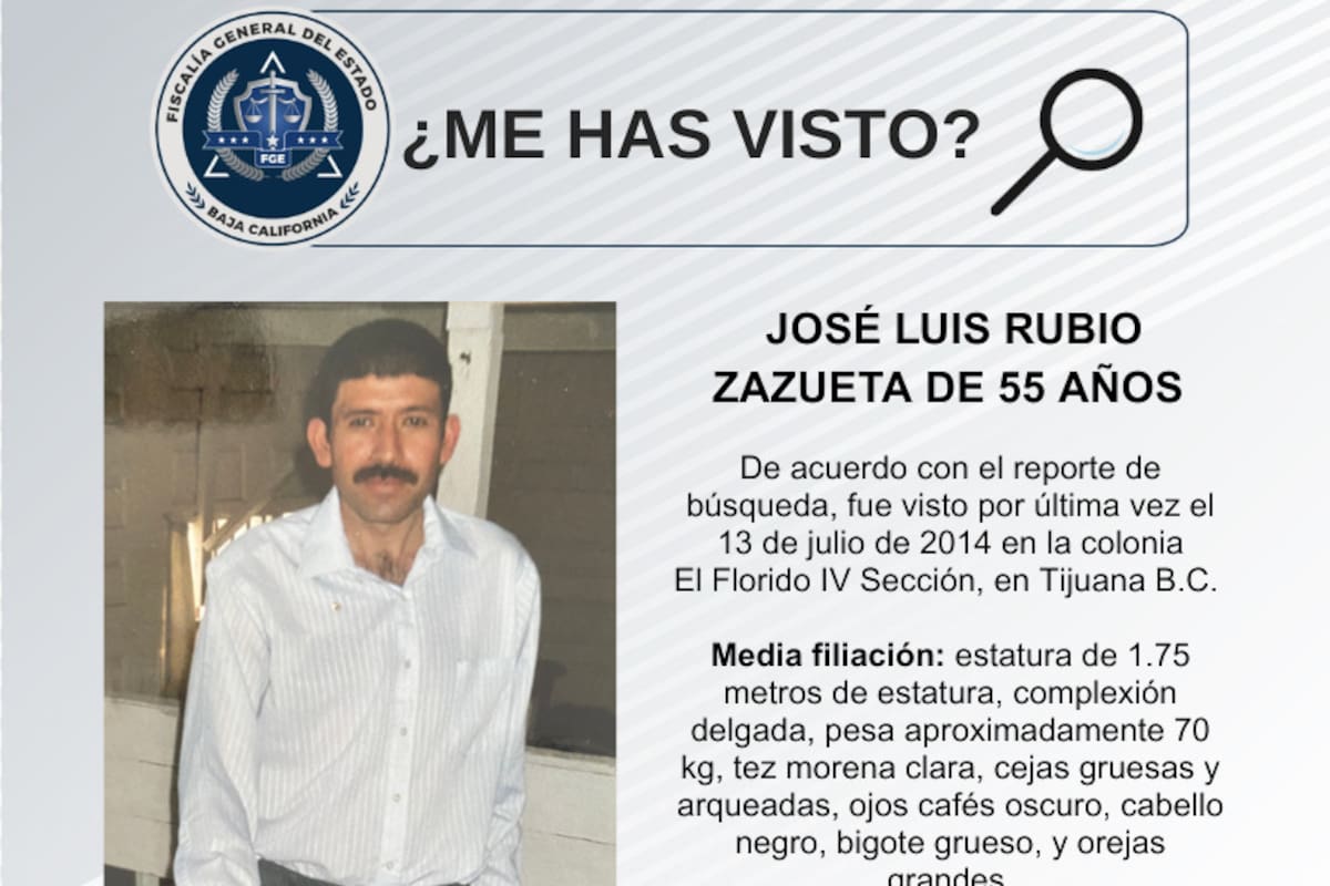 Se busca José Luis Rubio Zazueta de 55 años