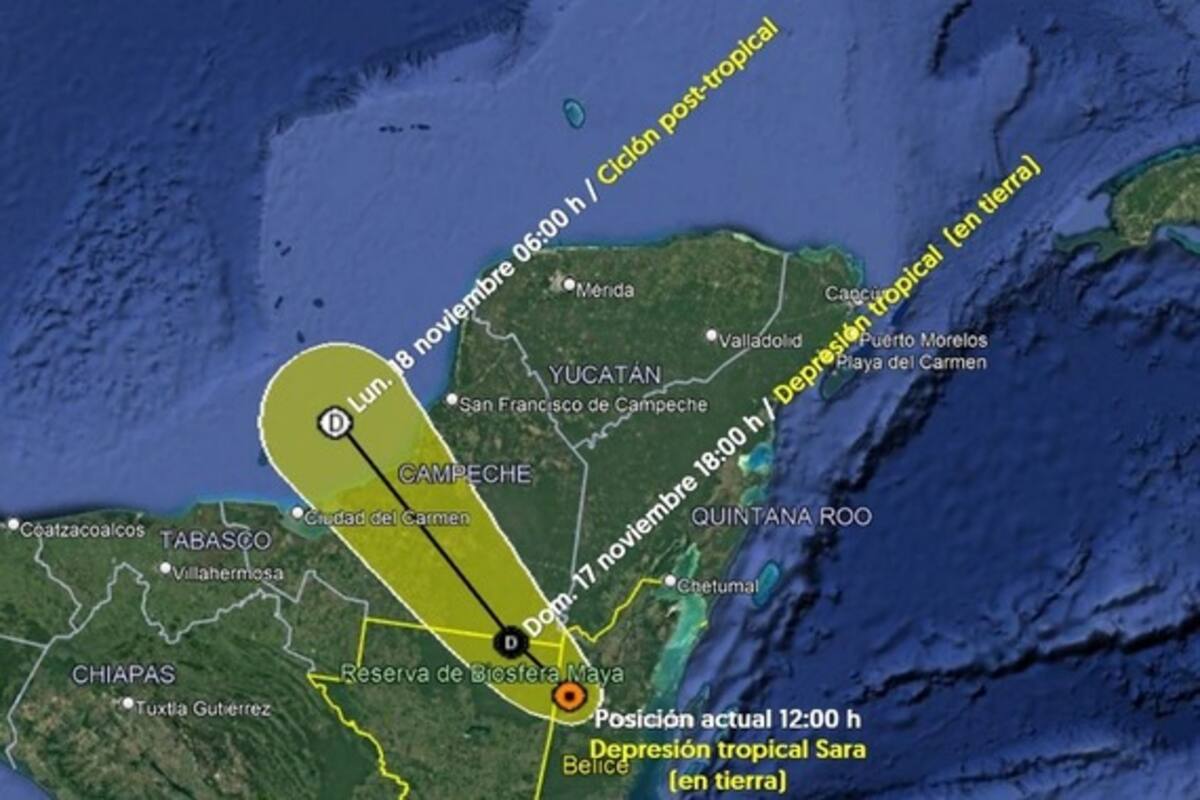 A depresión tropical se degrada tormenta Sara al sur de México ¿Qué significa?