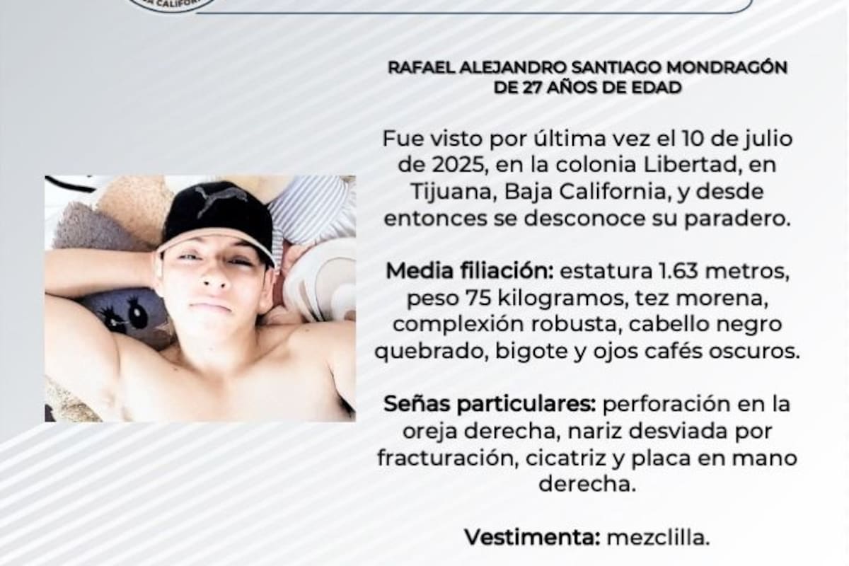 Se busca a Rafael Alejandro Santiago Mondragón de 27 años