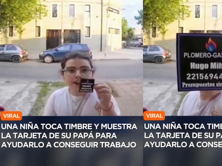 Niña conmueve al ir de timbre en timbre mostrando la tarjeta de su padre plomero para conseguirle trabajo