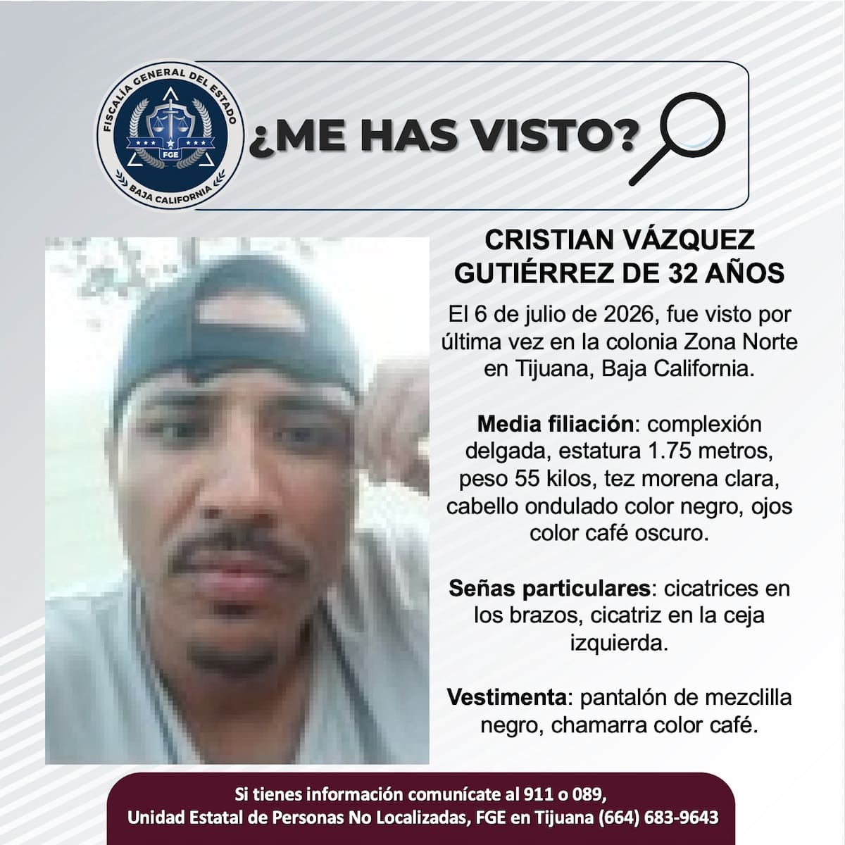 Fue visto por última vez el 6 de julio de 2026.