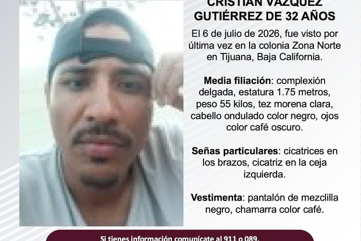Se busca Cristian Vázquez Gutiérrez de 32 años