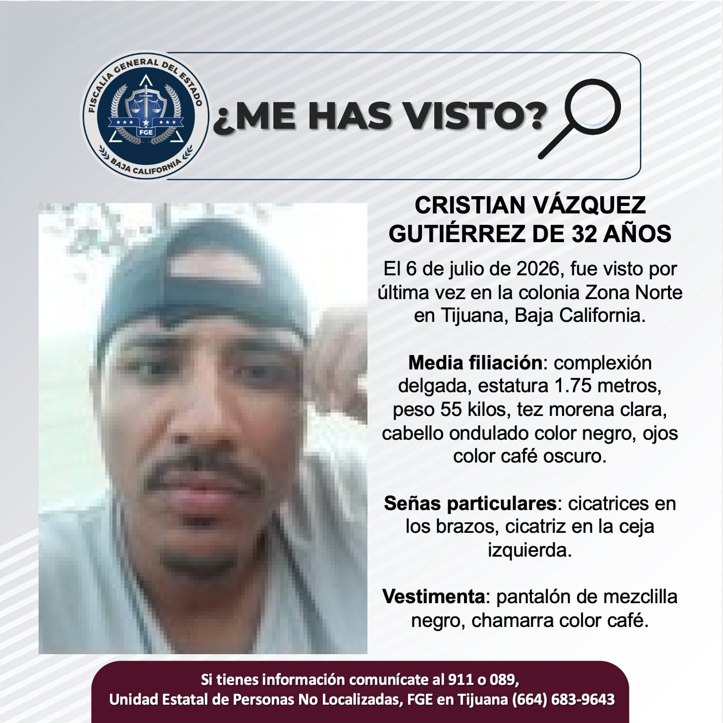 Fue visto por última vez el 6 de julio de 2026.