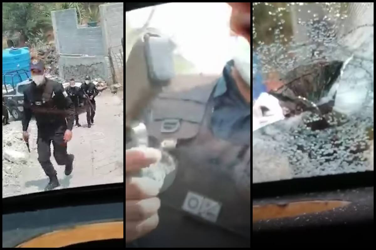 Captan en video a policías de Ecatepec apedreando un vehículo en el que viajaban cuatro personas