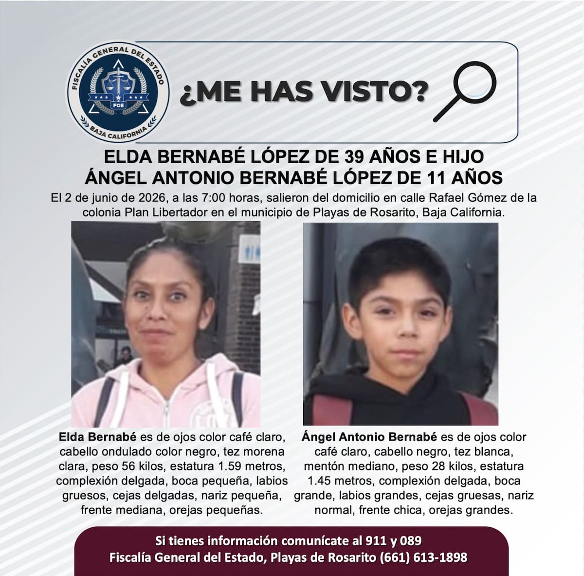 Fueron vistos por última vez el 2 de junio de 2026.