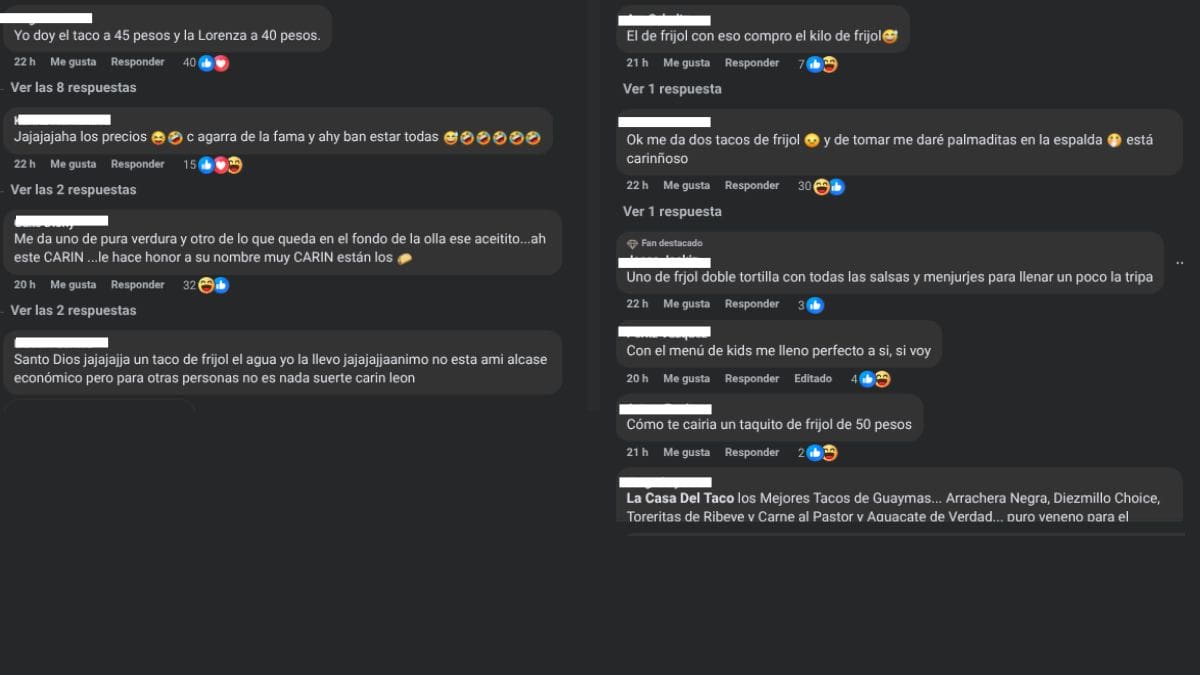 Taco de frijol de 45 pesos desata memes por taquería de Carín León.