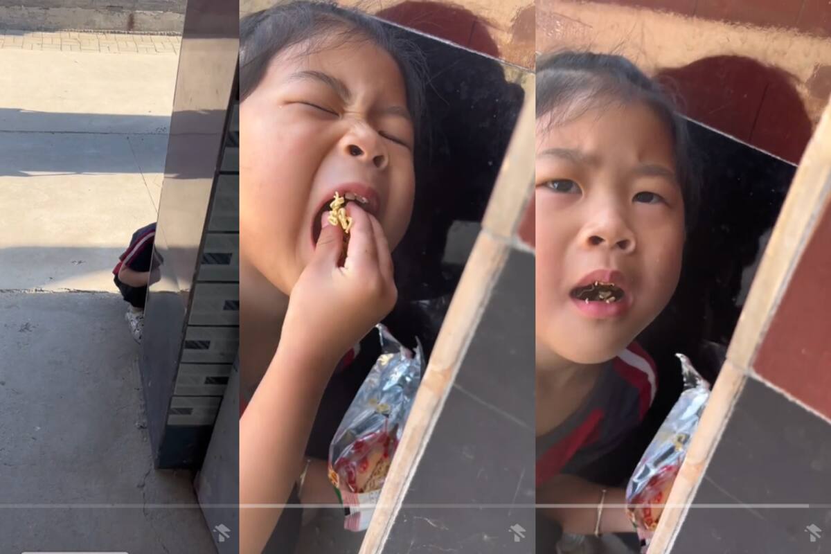 Niña se esconde para comer unas frituras, pero su padre le da un tremendo susto al encontrarla | TikTok