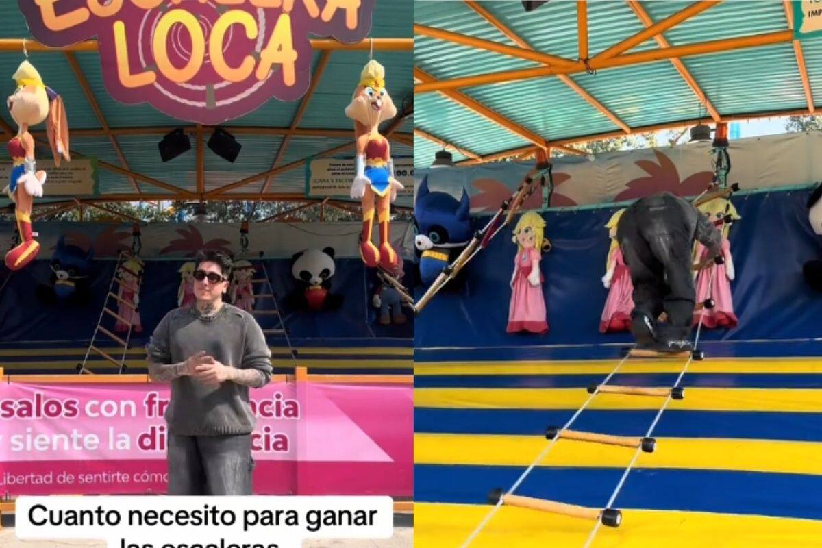 Influencer gasta más de 70 intentos en un reto de feria