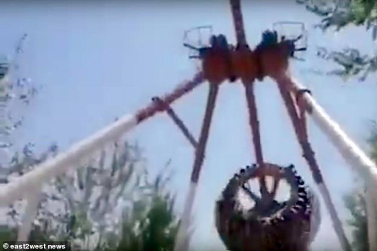 VIDEO: Momento en que un juego mecánico se parte en dos